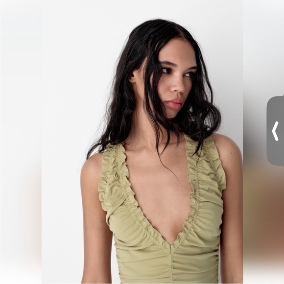 Zara Green Ruffle Dress - Picture 3 of 6